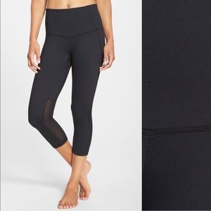 Zella High Waist Crop with Mesh Dot Black